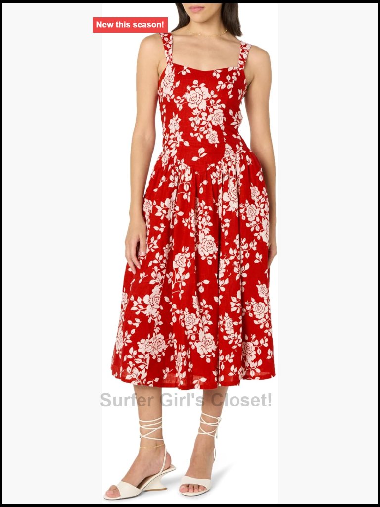 Linen Midi Dress With Zipper Back - A-Line